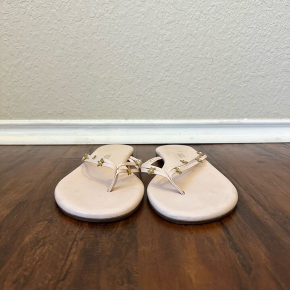 TKEES Duo Stars Flip Flop Sandals in Blush Pink Cowhide Leather - Picture 3 of 10